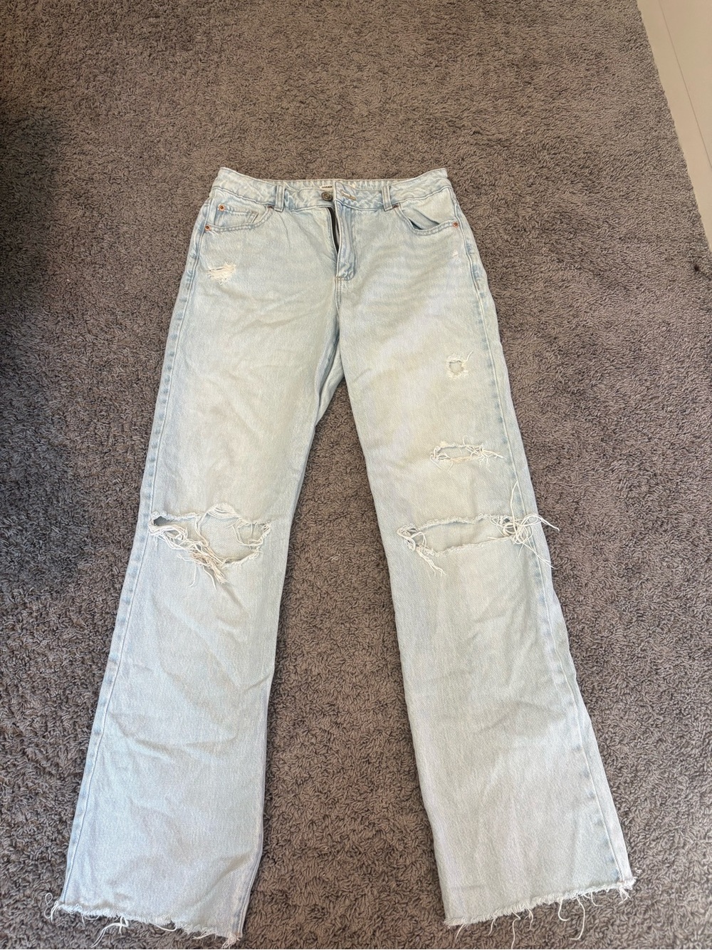 Garage Light Blue Distressed Flare Jeans
